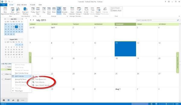 Deltek Kona, Kona, Calendar Integration, Internet Calendar