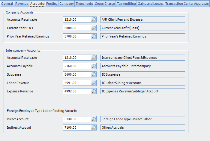 Deltek Vision Multicompany Chart of Accounts