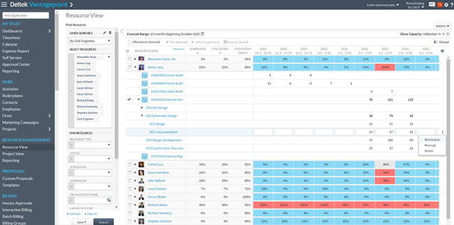 Deltek Vantagepoint Resource Allocation Reassignment
