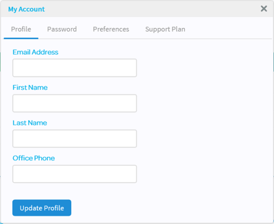 Deltek Support Center Account Management Screen
